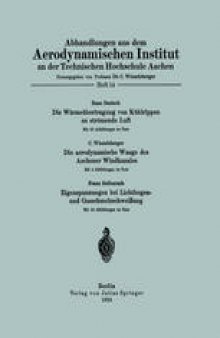 Abhandlungen aus dem Aerodynamischen Institut an der Technischen Hochschule Aachen