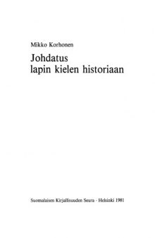 Johdatus lapin kielen historiaan