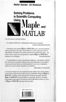Solving Probs in Sci. Computing Using Maple, Matlab