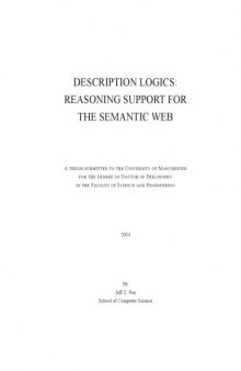 Description Logics: Reasoning Support for the Semantic Web [PhD Thesis]