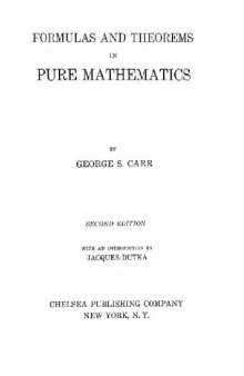 Formulas and Theorems in Pure Mathematics