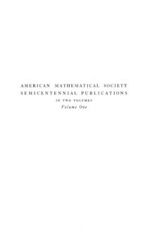 American Math. Soc. Semicentennial Pubs (Vol 1 of 2)