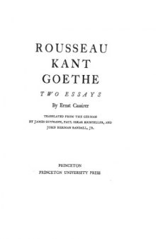 Rousseau, Kant and Goethe