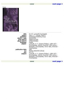 An H P Lovecraft Encyclopedia  