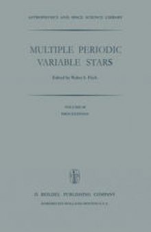 Multiple Periodic Variable Stars: Proceedings of the International Astronomical Union Colloquium No. 29, Held at Budapest, Hungary 1–5 September 1975