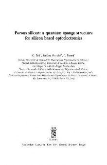 Porous silicon: a quantum sponge structure for silicon based optoelectronics