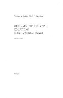 Instructor's Solutions Manual to Ordinary Differential Equations