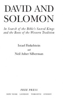 David and Solomon: In Search of the Bible's Sacred Kings and the Roots of the Western tradition (epub)
