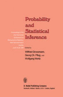 Probability and Statistical Inference: Proceedings of the 2nd Pannonian Symposium on Mathematical Statistics, Bad Tatzmannsdorf, Austria, June 14–20, 1981