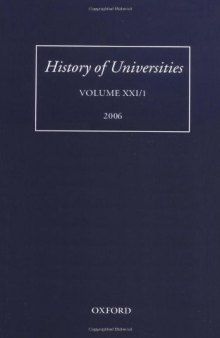 History of Universities: Volume XXI 1