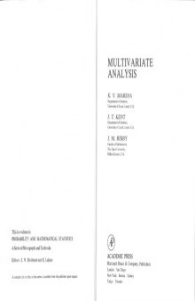 Multivariate Analysis (Probability and Mathematical Statistics)  