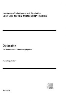 Optimality: The second Erich L. Lehmann symposium