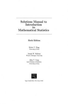 Solution Manual to Introduction to Mathematical Statistics 6th Edition