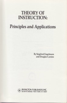Theory of Instruction: Principles and Applications