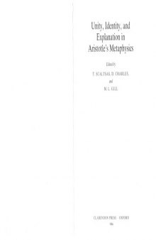 Unity, Identity, and Explanation in Aristotle's Metaphysics