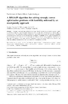 BFGS-IP algorithm for solving strongly convex optimization problems with feasibility enforced by an exact penalty approach