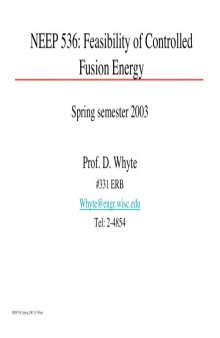 Feasibility of Controlled Fusion Energy [lecture - presentation slides]