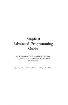 Maple 9 advanced programming guide