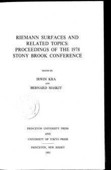 Riemann surfaces and related topics: proceedings of 1978 Stony Brook conference