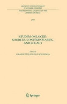 Studies on Locke: Sources, Contemporaries, and Legacy