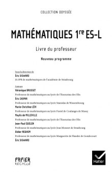 Mathématiques Première ES-L - Livre du professeur