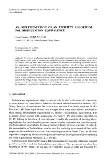 An implementation of an efficient algorithm for bisimulation equivalence