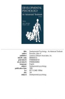 Developmental psychology: an advanced textbook