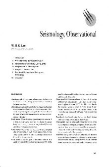 Solid earth geophysics 547-573 Seismology, Observational
