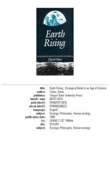 Earth Rising: Ecological Belief in an Age of Science