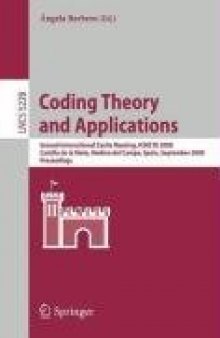 Coding Theory and Applications: Second International Castle Meeting, ICMCTA 2008, Castillo de la Mota, Medina del Campo, Spain, September 15-19, 2008. Proceedings