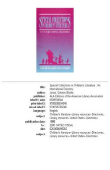Special collections in children's literature: an international directory