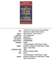 The parent's crash course in career planning_ helping your college student succeed