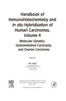 Handbook of Immunohistochem and in situ Hybridization of Human Carcinomas [Vol 4]