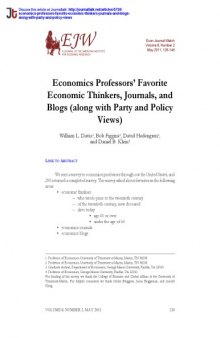 Economics Professors’ Favorite Economic Thinkers, Journals, and Blogs (along with Party and Policy Views) 