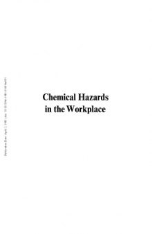 Chemical Hazards in the Workplace. Measurement and Control