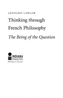 Thinking through French Philosophy: The Being of the Question