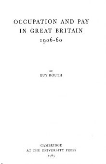 Occupation and pay in Great Britain, 1906-60