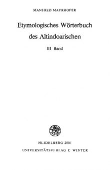 Etymologisches Wörterbuch des Altindoarischen: Bd 3