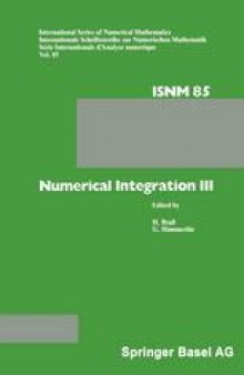 Numerical Integration III: Proceedings of the Conference held at the Mathematisches Forschungsinstitut, Oberwolfach, Nov. 8 – 14, 1987