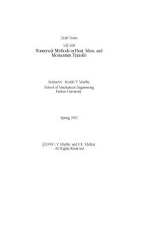 Numerical Methods in Heat, Mass, and Momentum Transfer