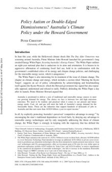 Global Change, Peace & Security: Volume 17, Issue 1 [Article] Policy autism or double-edged dismissiveness? Australia's climate policy under the Howard government
