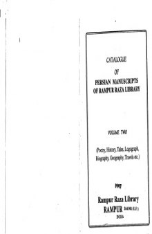 Rampur Raza Library Catalogue Persian Manuscripts Vol. 2