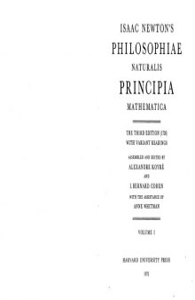 Isaac Newton's Philosoophiae naturalis Principia mathematica. The third edition with variant readings