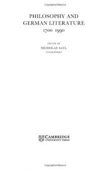 Philosophy and German Literature, 1700-1990 (Cambridge Studies in German)