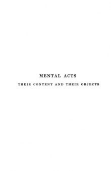 Mental acts: Their content and their objectives