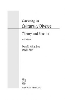 Counseling the Culturally Diverse: Theory and Practice  