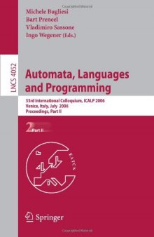 Automata, Languages and Programming: 33rd International Colloquium, ICALP 2006, Venice, Italy, July 10-14, 2006, Proceedings, Part II