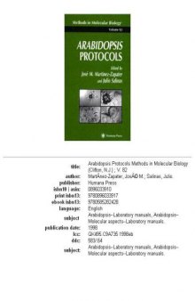Arabidopsis Protocols (Methods in Molecular Biology (Cloth))