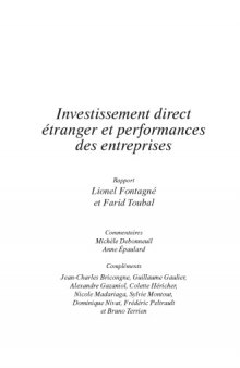 Investissement direct etranger (IDE) et performances des entreprises (CAE n.89)