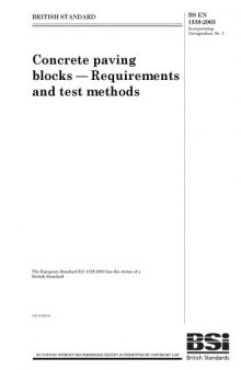 BS EN 01338-2003 (2006): Concrete paving blocks-Requirements and test methods